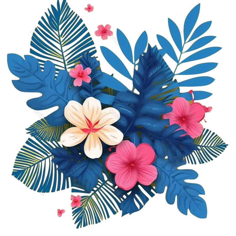 卡通图片,剪纸花元素,剪纸花朵PNG,夏天免抠素材